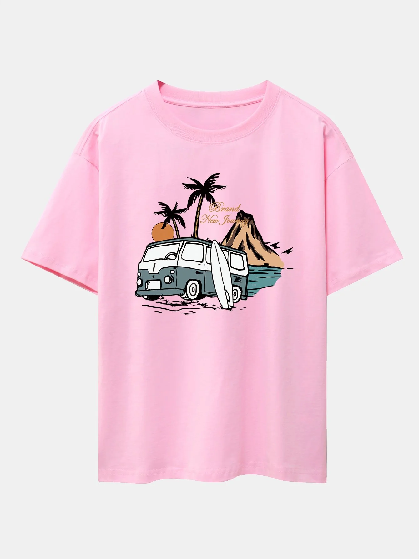 Car Island Print Drop Shoulder Oversize T-Shirt - Image 2