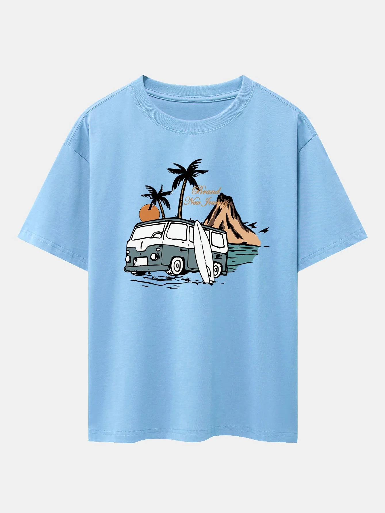 Car Island Print Drop Shoulder Oversize T-Shirt - Image 3