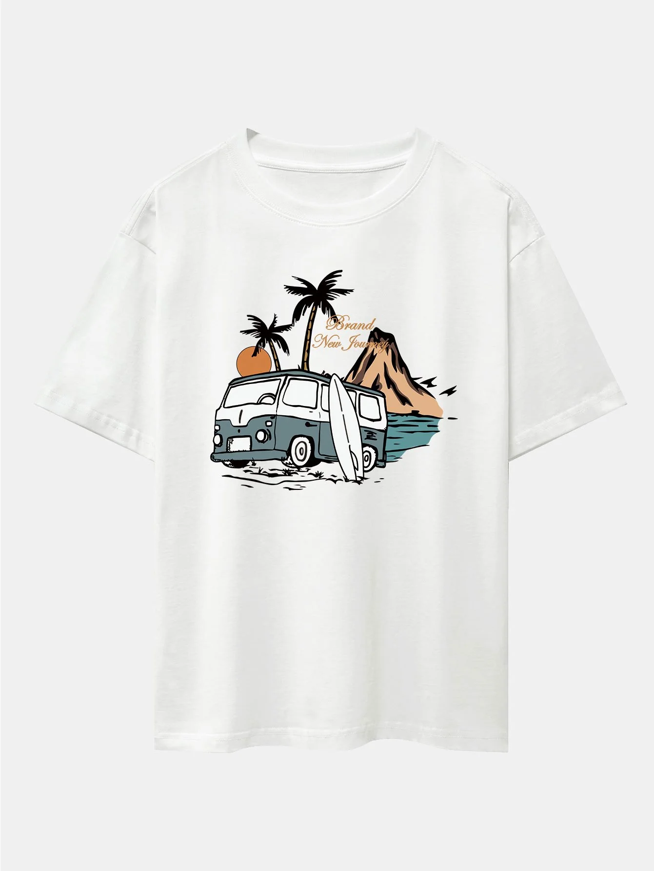 Car Island Print Drop Shoulder Oversize T-Shirt - Image 4