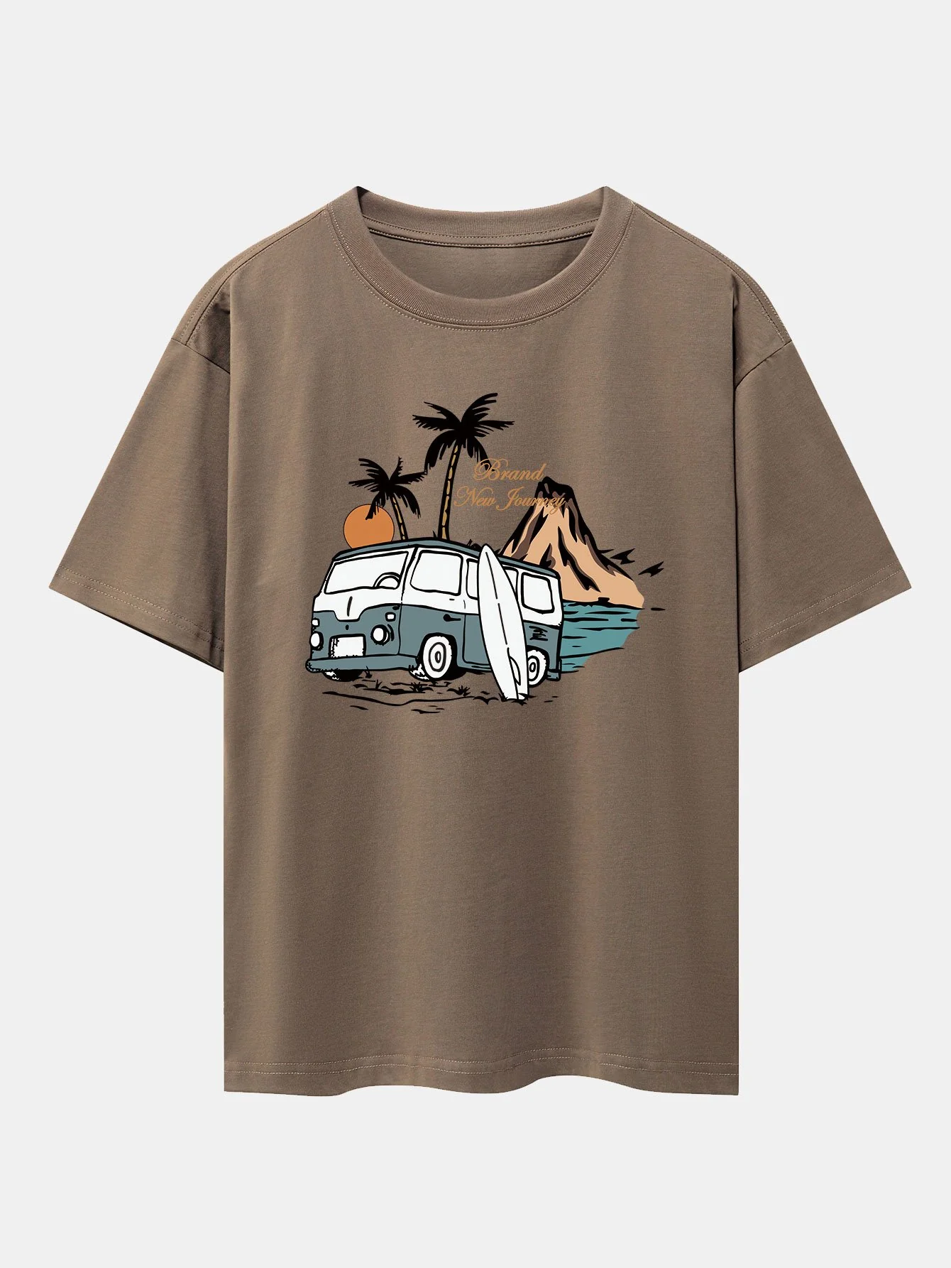 Car Island Print Drop Shoulder Oversize T-Shirt - Image 5