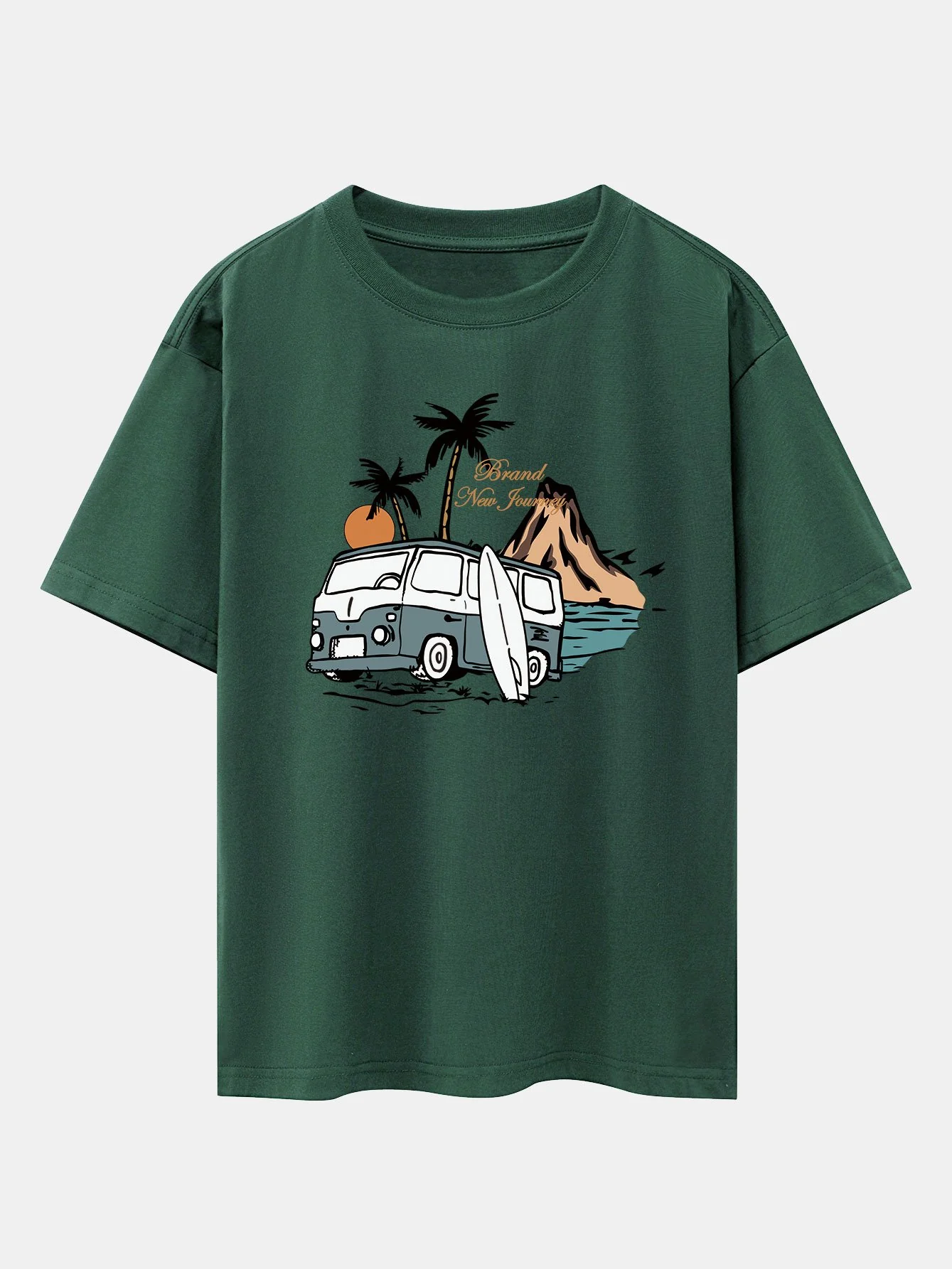 Car Island Print Drop Shoulder Oversize T-Shirt - Image 8