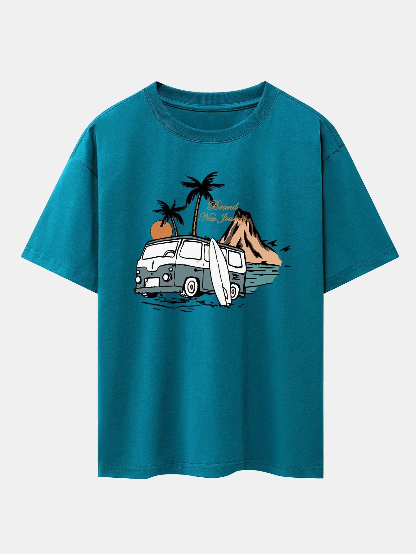 Car Island Print Drop Shoulder Oversize T-Shirt - Image 9
