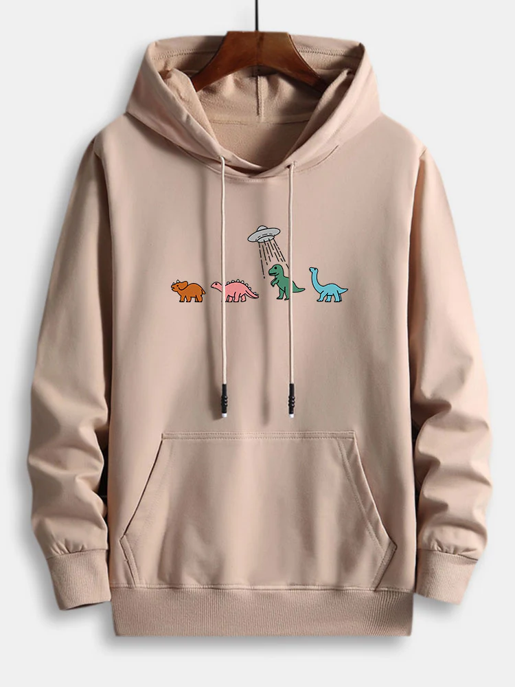 Cartoon Dinosaurier Druck Baumwoll Hoodie - Image 2