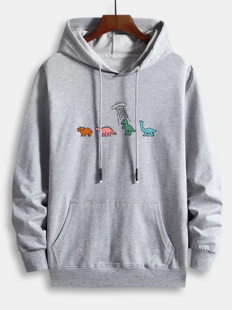 Cartoon Dinosaurier Druck Baumwoll Hoodie - Image 3