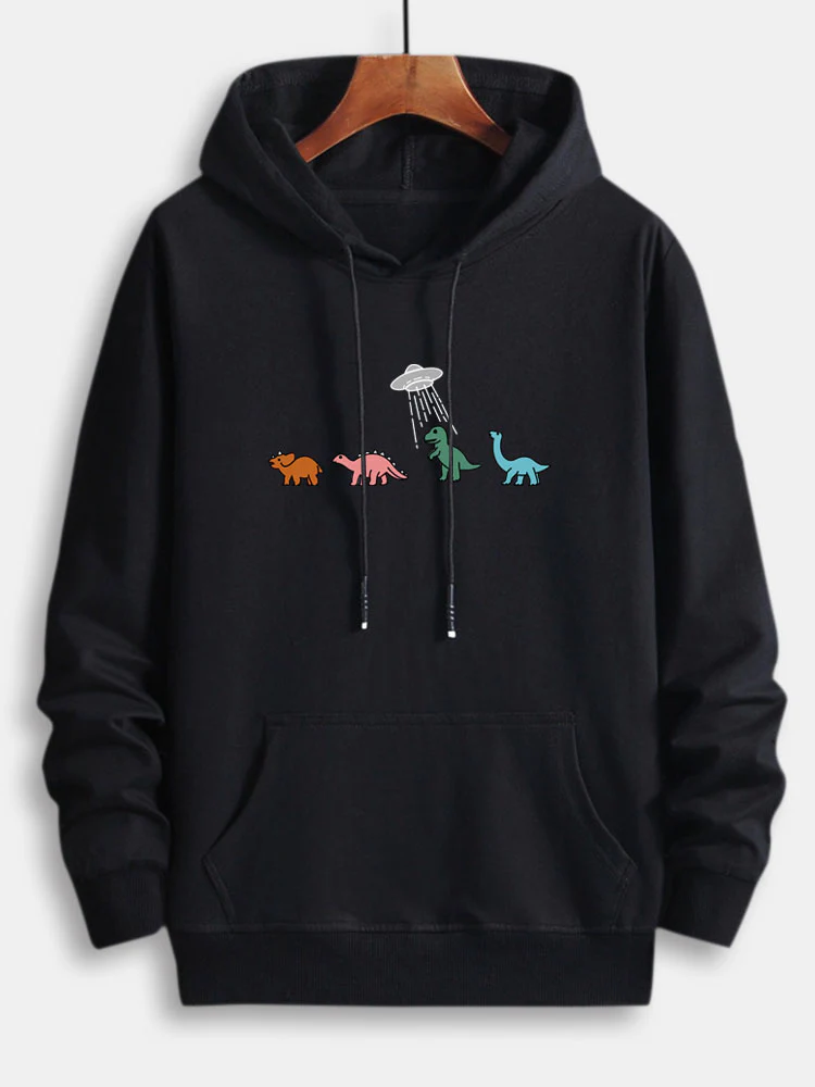 Cartoon Dinosaurier Druck Baumwoll Hoodie - Image 4