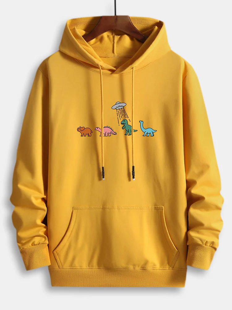 Cartoon Dinosaurier Druck Baumwoll Hoodie - Image 5