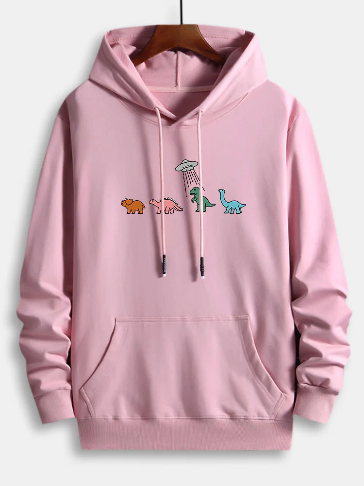Cartoon Dinosaurier Druck Baumwoll Hoodie - Image 7
