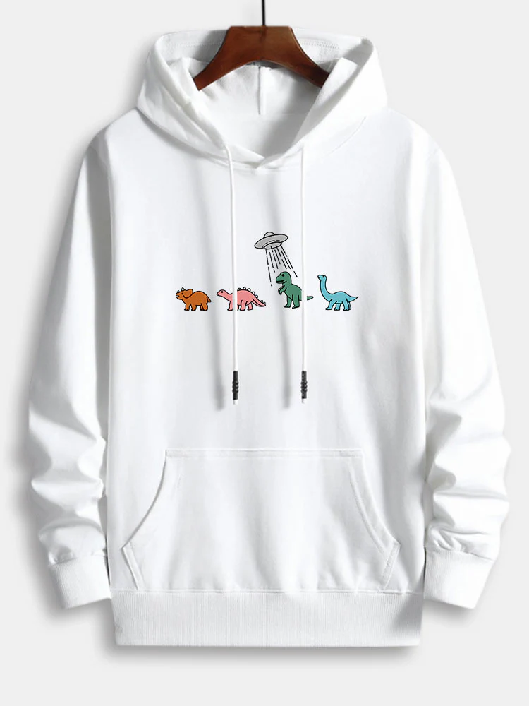Cartoon Dinosaurier Druck Baumwoll Hoodie - Image 8