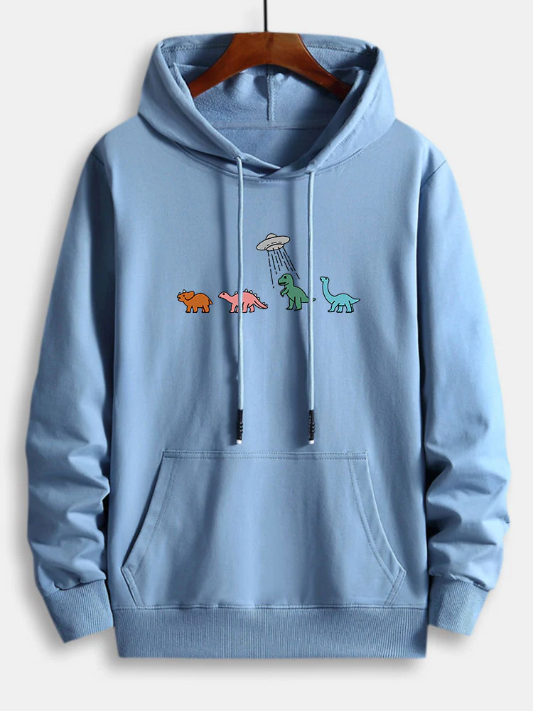 Cartoon Dinosaurier Druck Baumwoll Hoodie - Image 9