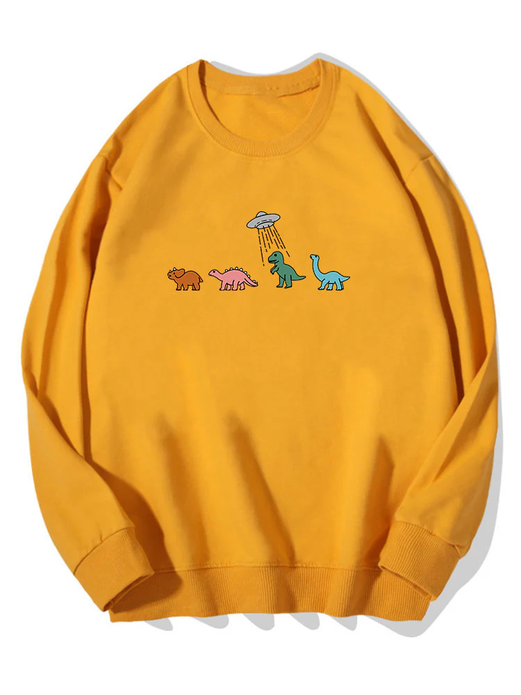 Cartoon Dinosaurier Druck Baumwoll Sweatshirt - Image 10