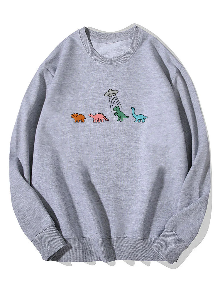 Cartoon Dinosaurier Druck Baumwoll Sweatshirt - Image 2