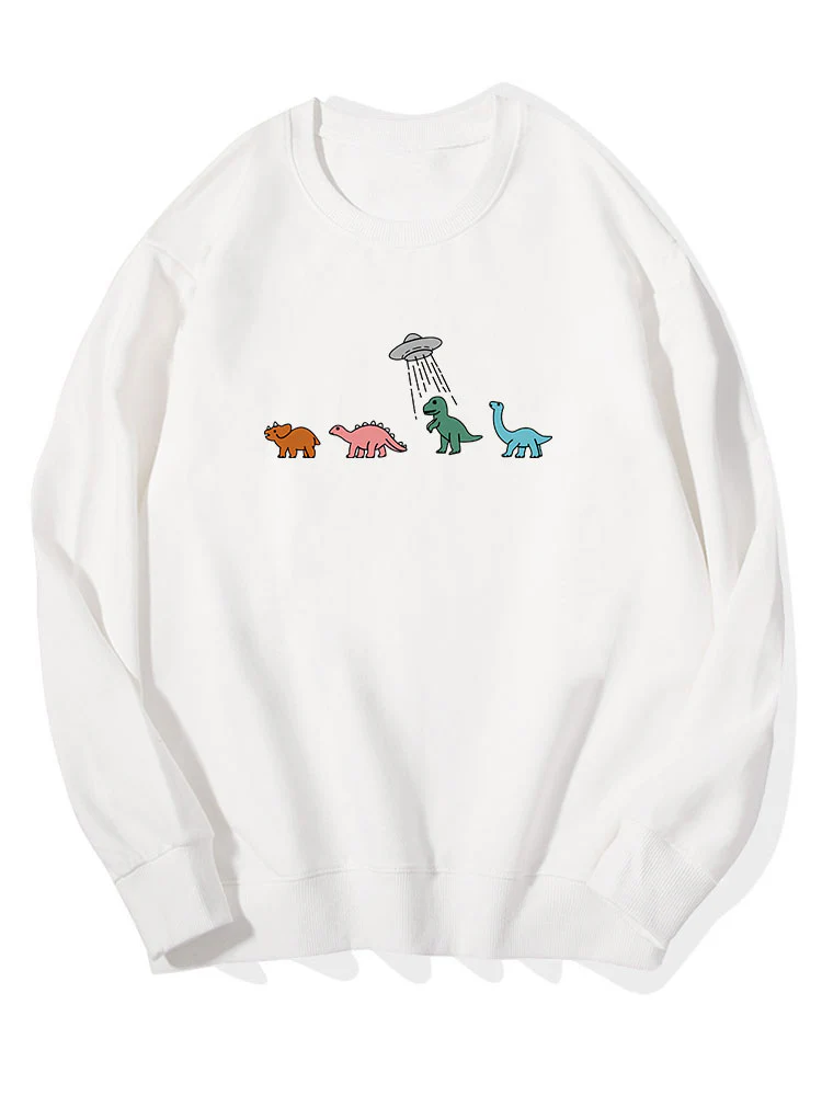 Cartoon Dinosaurier Druck Baumwoll Sweatshirt - Image 3