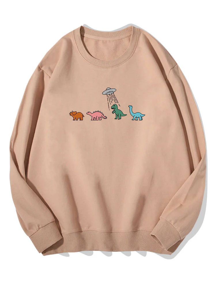Cartoon Dinosaurier Druck Baumwoll Sweatshirt - Image 4