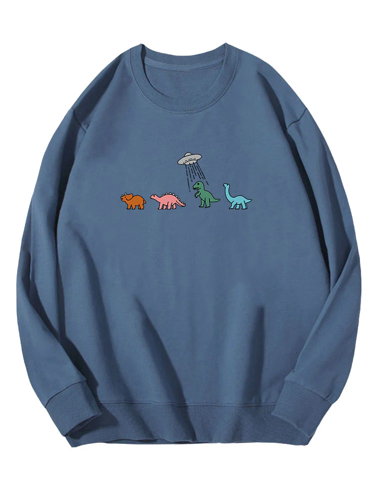 Cartoon Dinosaurier Druck Baumwoll Sweatshirt - Image 5