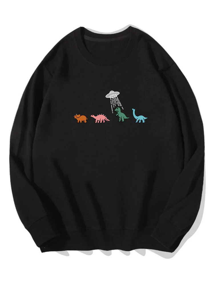 Cartoon Dinosaurier Druck Baumwoll Sweatshirt - Image 6