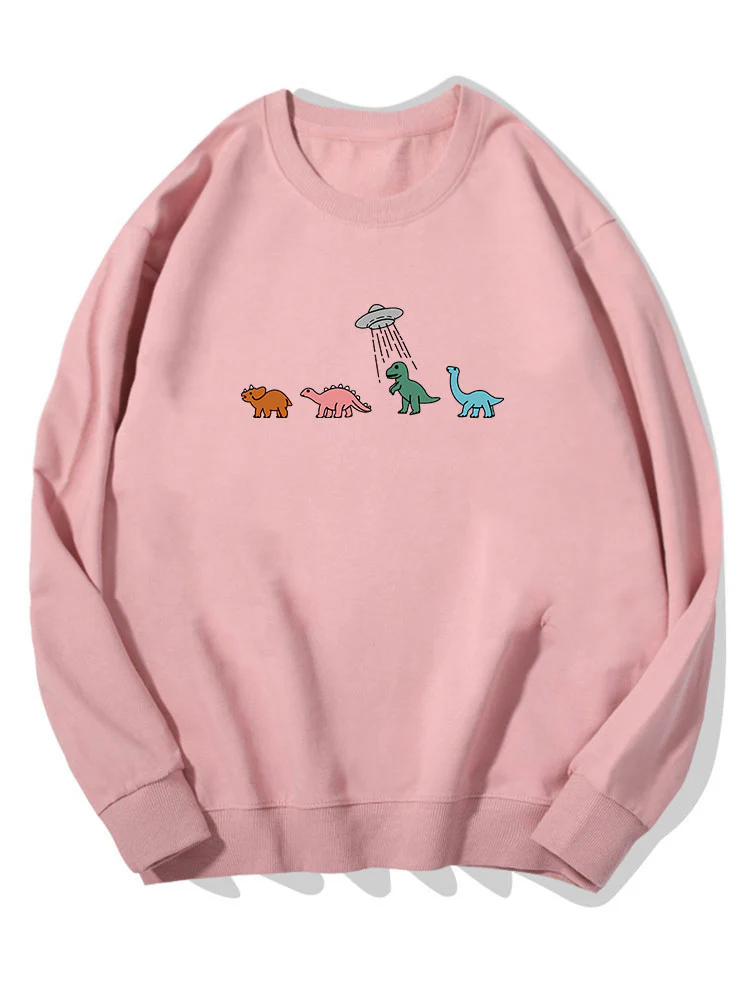 Cartoon Dinosaurier Druck Baumwoll Sweatshirt - Image 7