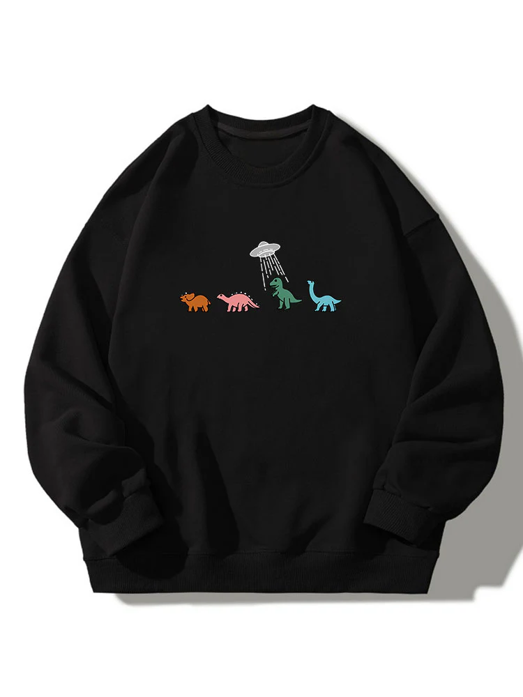 Cartoon Dinosaurier Druck Rundhals Entspanntes Sweatshirt - Image 2