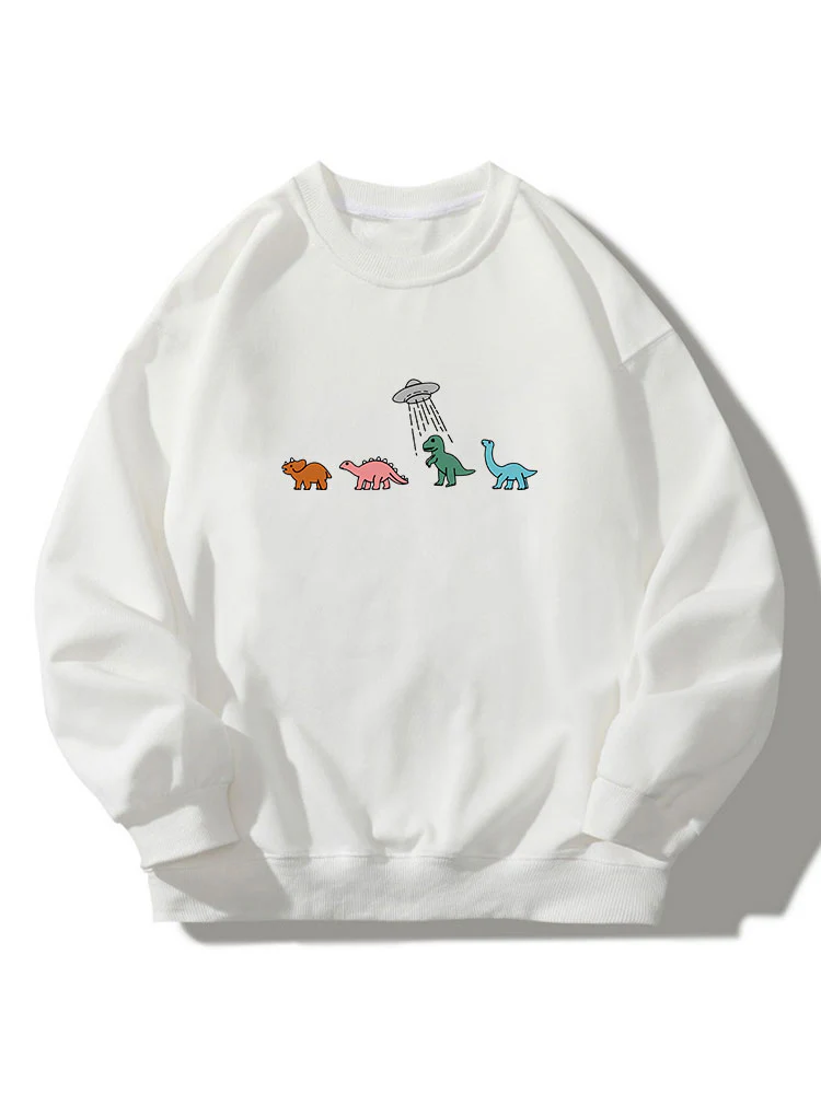 Cartoon Dinosaurier Druck Rundhals Entspanntes Sweatshirt - Image 3