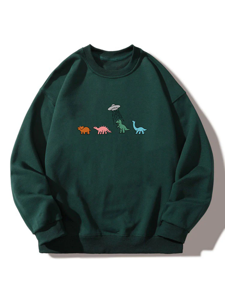 Cartoon Dinosaurier Druck Rundhals Entspanntes Sweatshirt - Image 4
