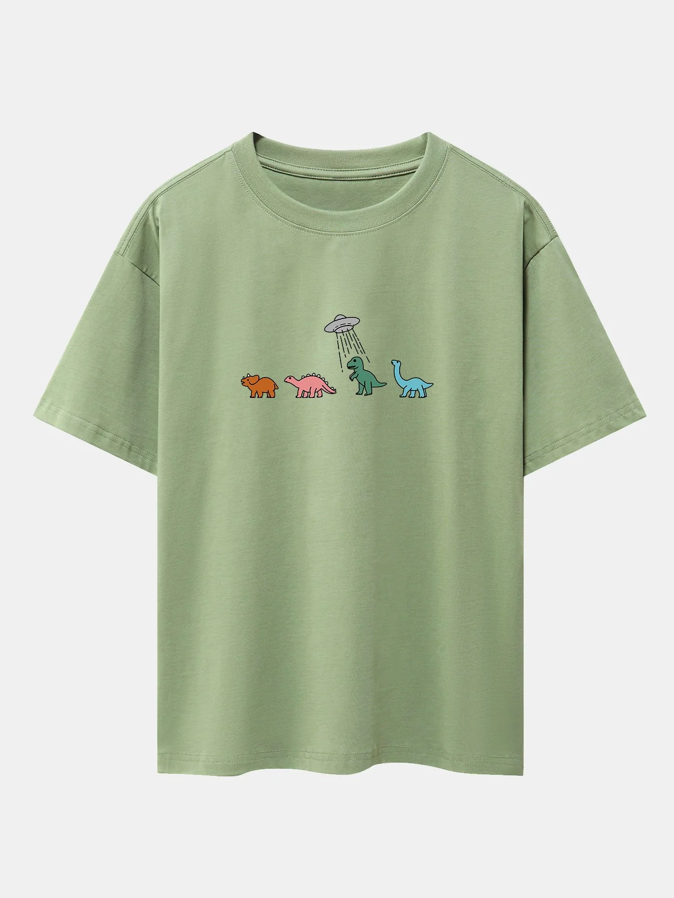 Cartoon Dinosaurier Druck Schwergewicht Übergröße T-Shirt