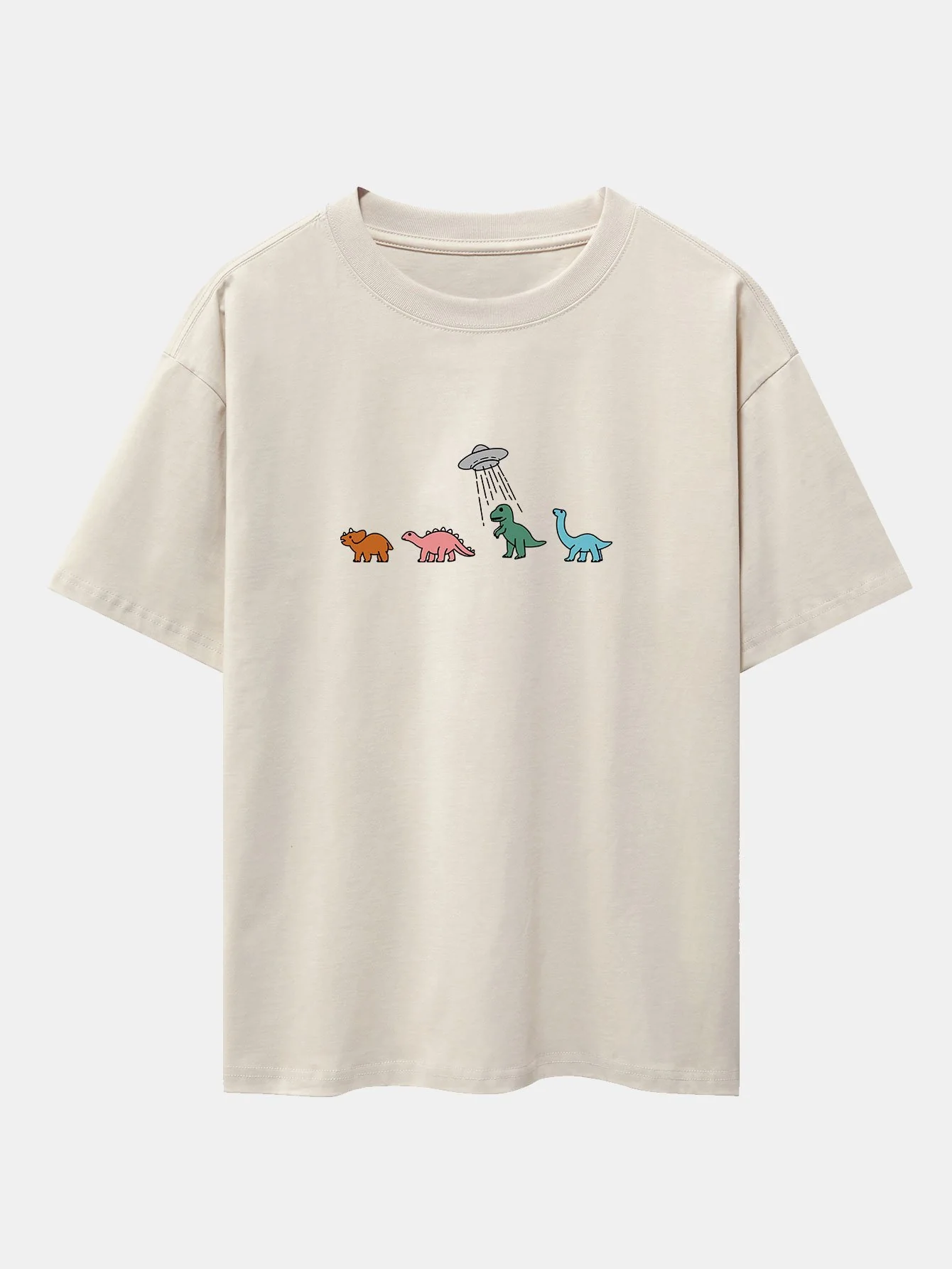 Cartoon Dinosaurier Druck Schwergewicht Übergröße T-Shirt - Image 2