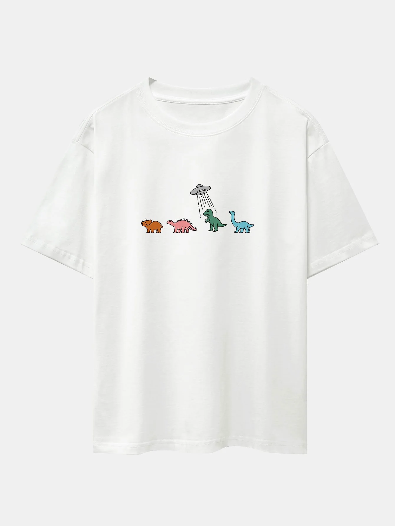 Cartoon Dinosaurier Druck Schwergewicht Übergröße T-Shirt - Image 3
