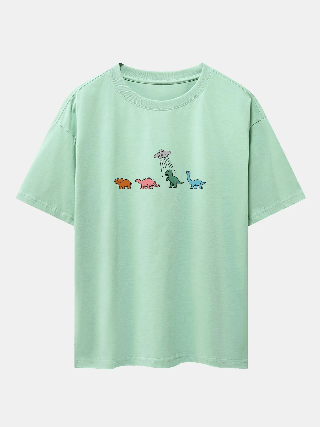 Cartoon Dinosaurier Druck Schwergewicht Übergröße T-Shirt - Image 4