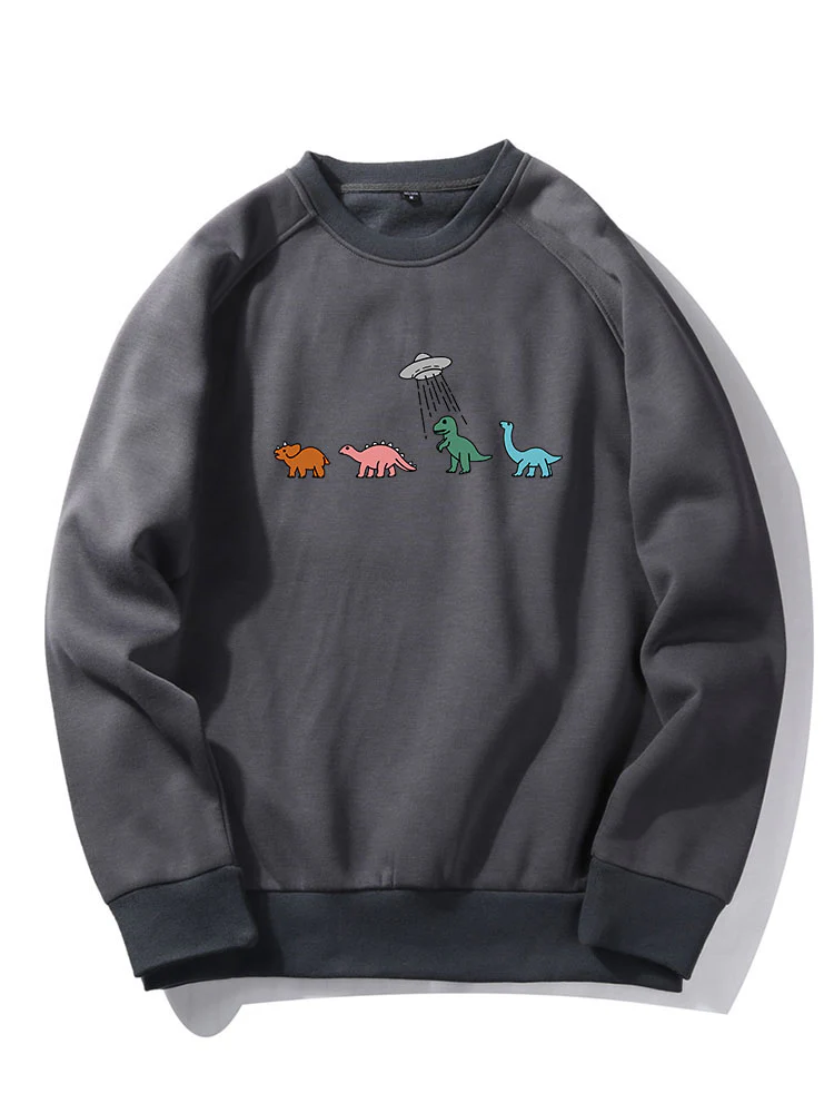 Cartoon Dinosaurier Druck Raglanärmel Sweatshirt - Image 5