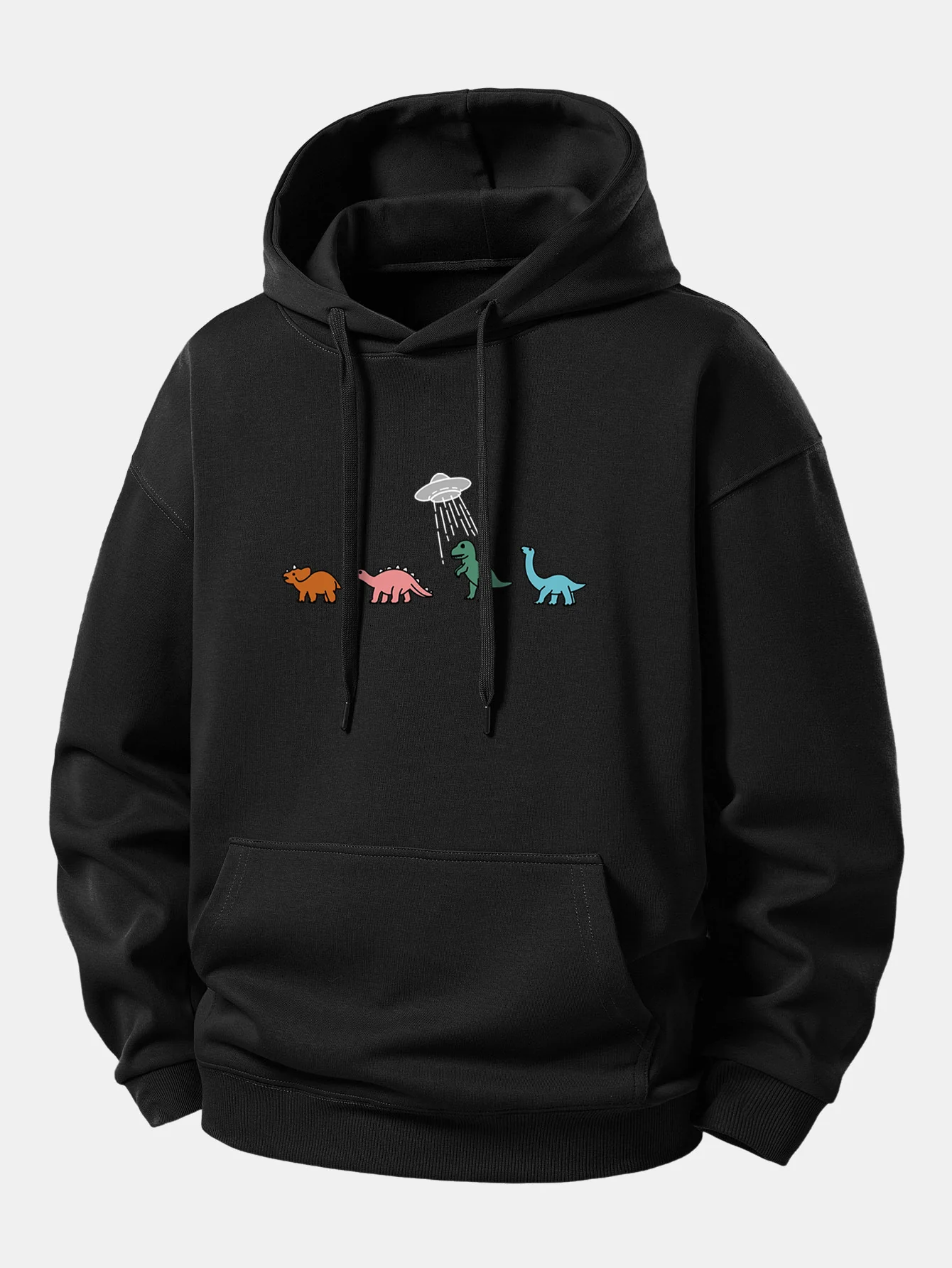 Cartoon Dinosaur Print Relax Fit Hoodie - Image 3