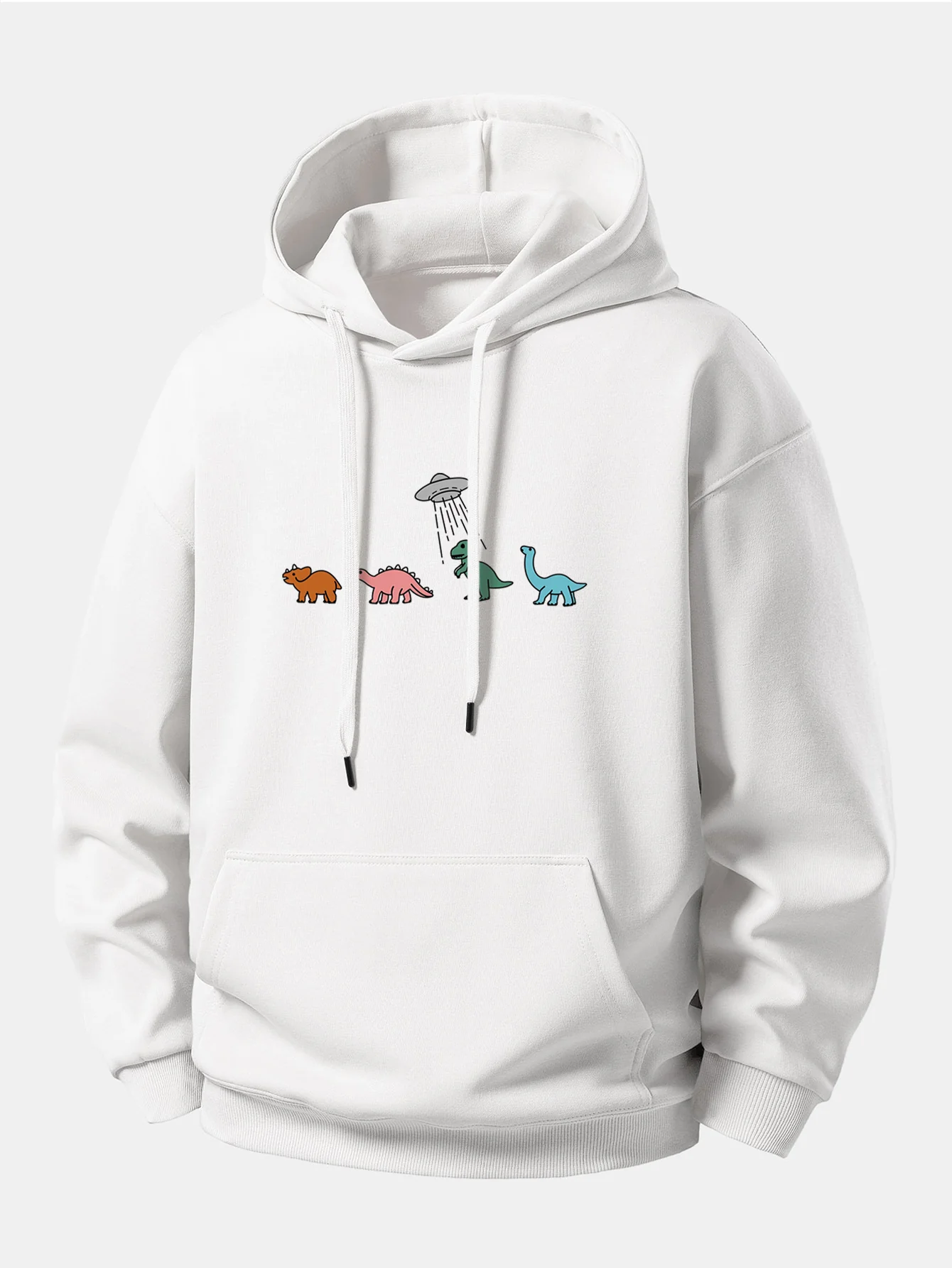 Cartoon Dinosaur Print Relax Fit Hoodie - Image 4