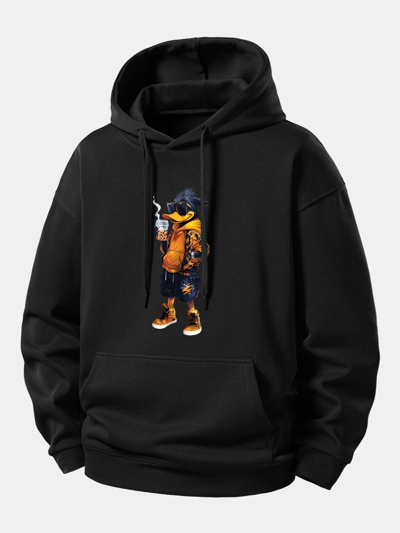 Cartoon Duck Print Relax Fit Hoodie