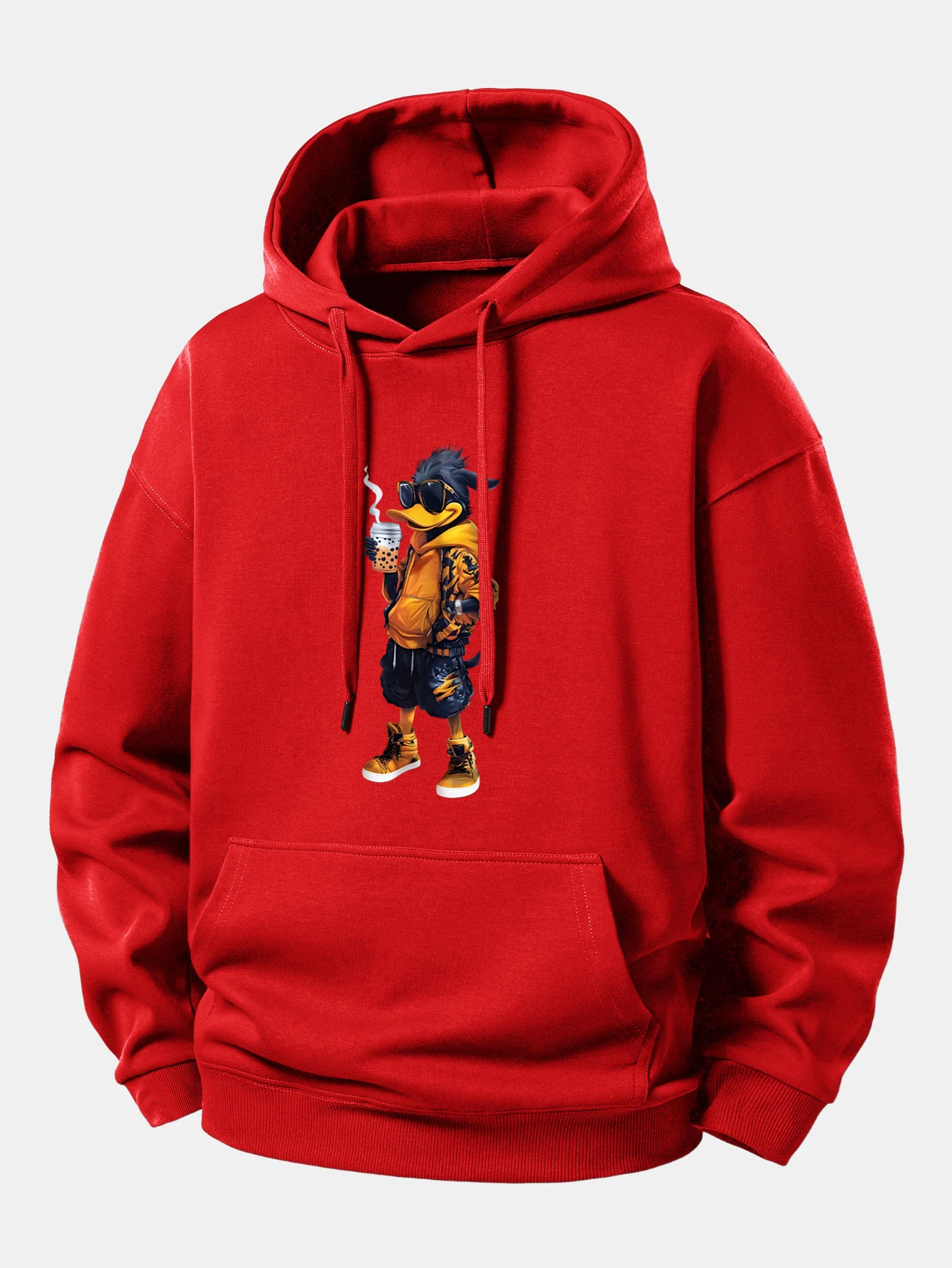Cartoon Duck Print Relax Fit Hoodie - Image 11