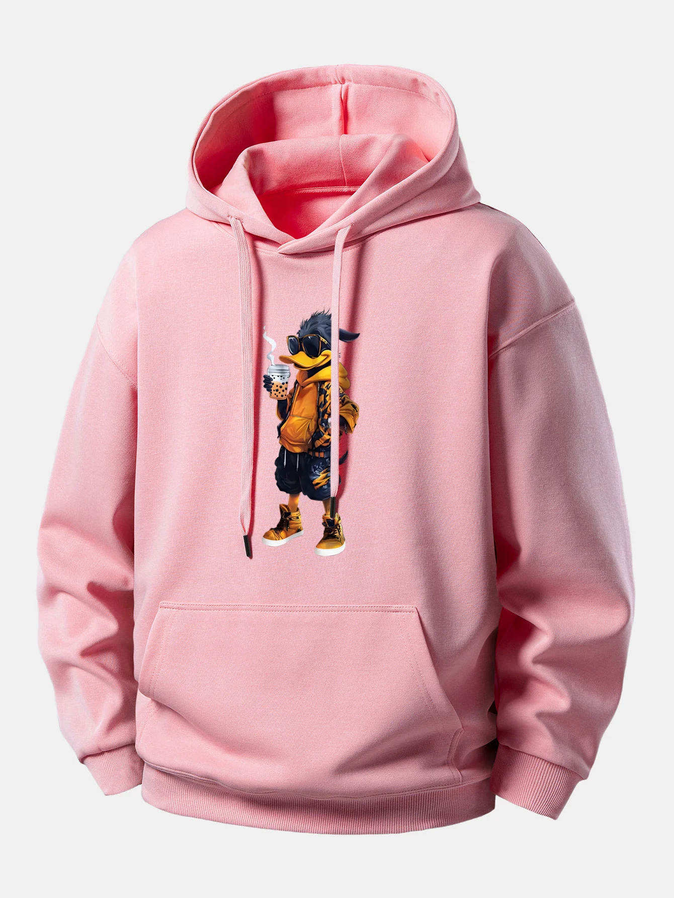 Cartoon Duck Print Relax Fit Hoodie - Image 3