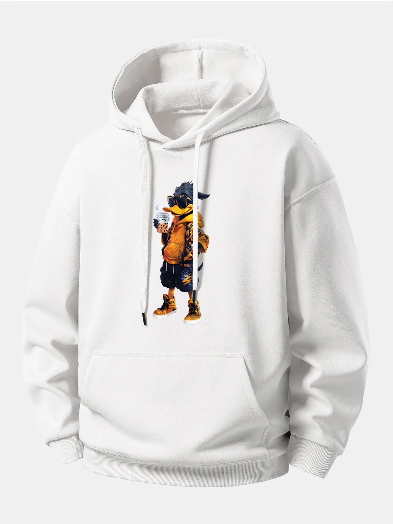 Cartoon Duck Print Relax Fit Hoodie - Image 4