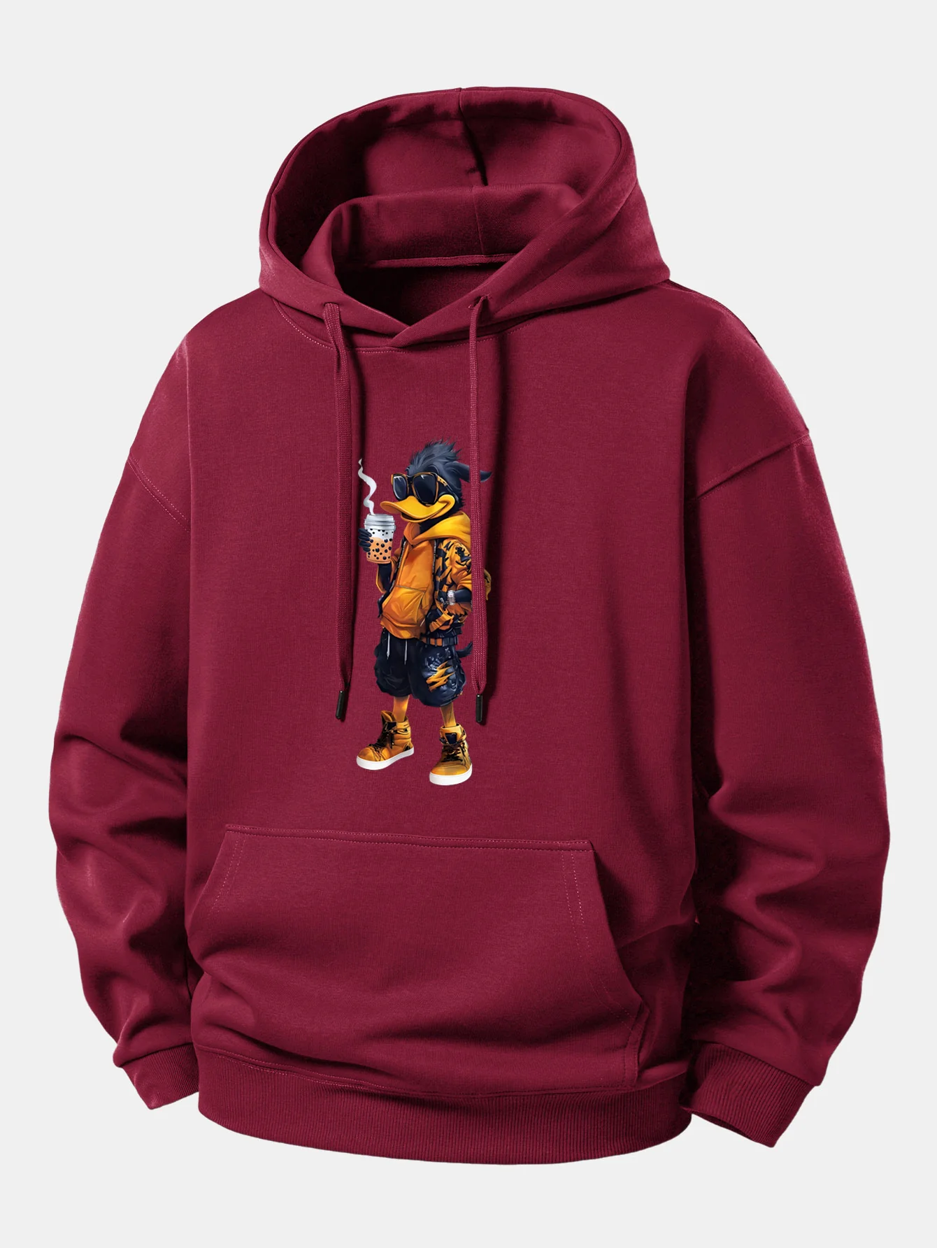 Cartoon Duck Print Relax Fit Hoodie - Image 6