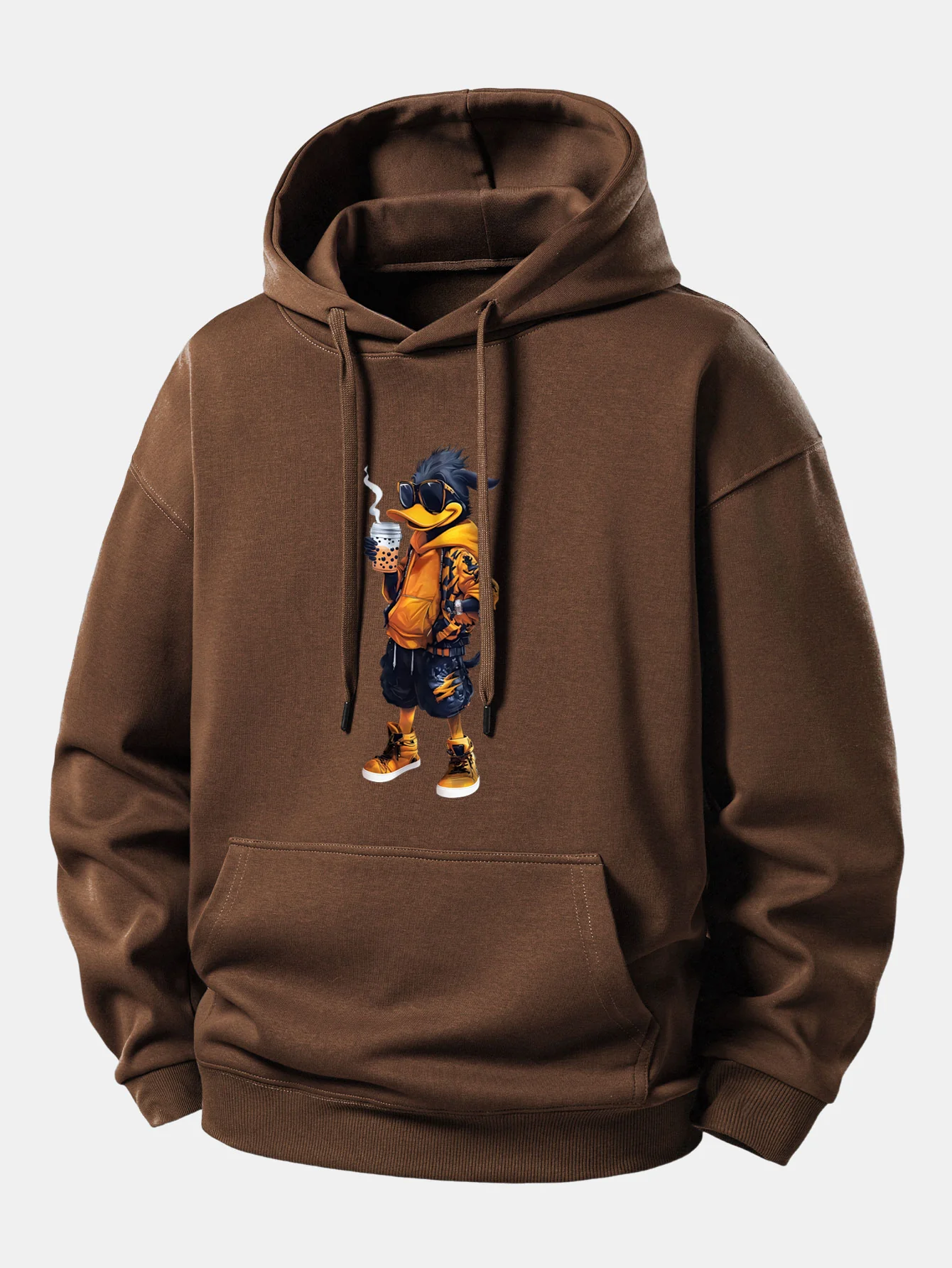 Cartoon Duck Print Relax Fit Hoodie - Image 8