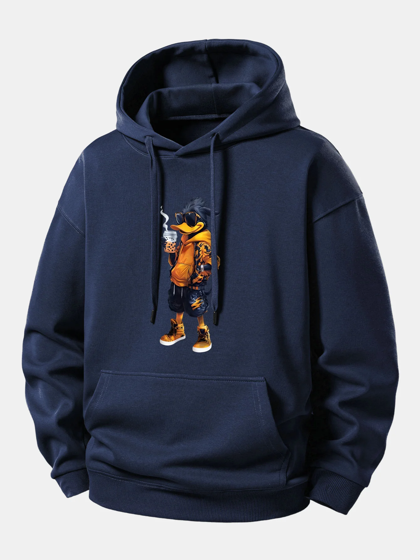 Cartoon Duck Print Relax Fit Hoodie - Image 9