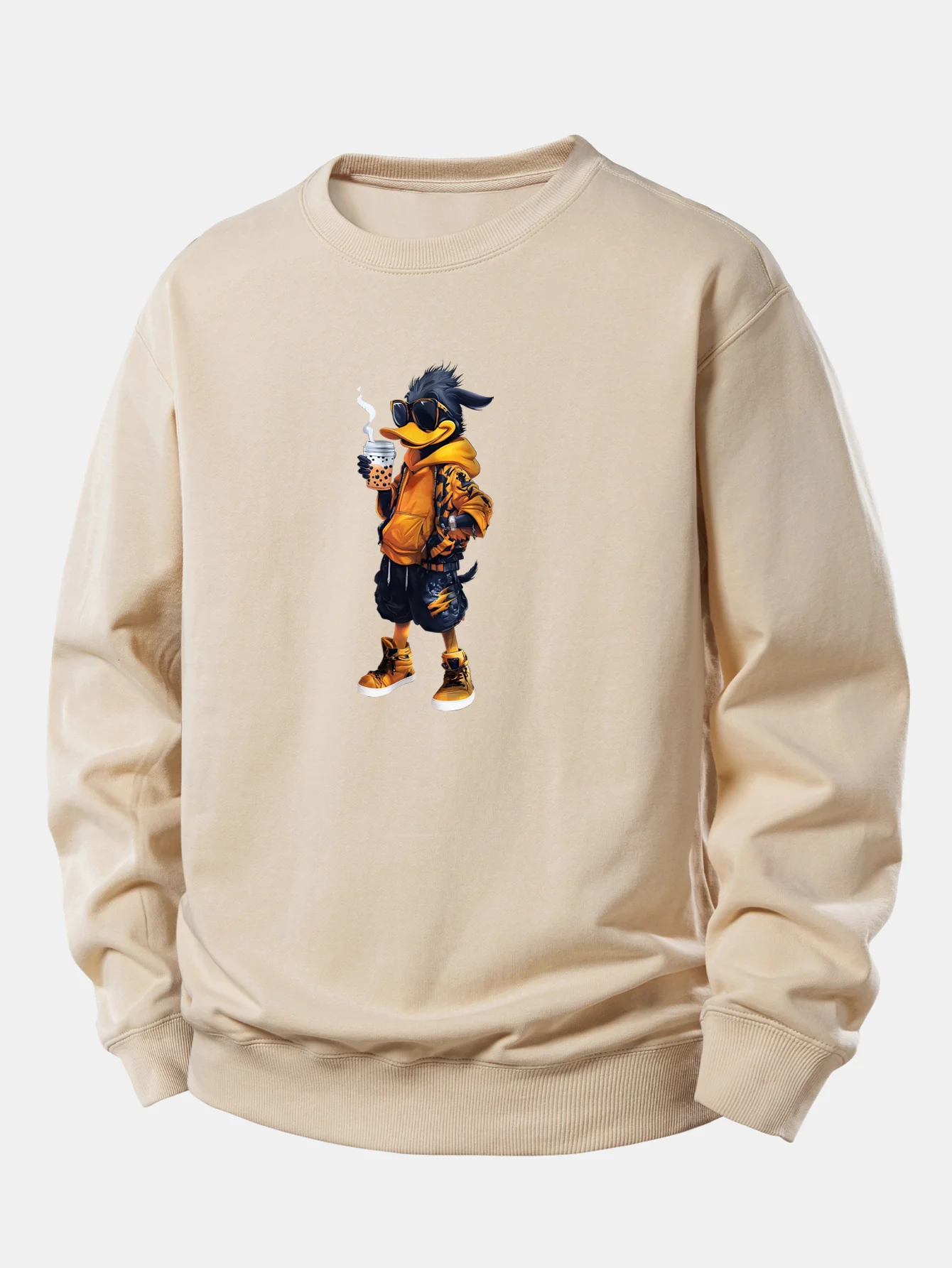 Cartoon Duck Print Relax Fit Sweatshirt - Image 4