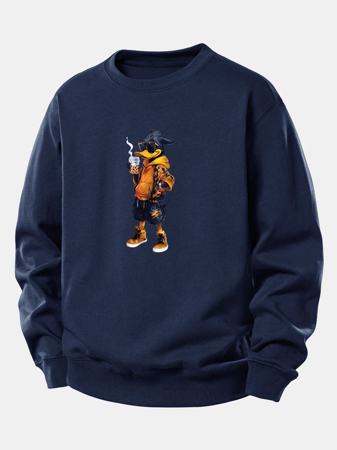 Cartoon Duck Print Relax Fit Sweatshirt - Image 6