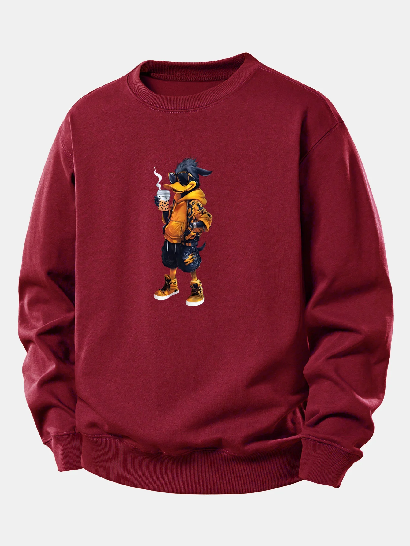 Cartoon Duck Print Relax Fit Sweatshirt - Image 7