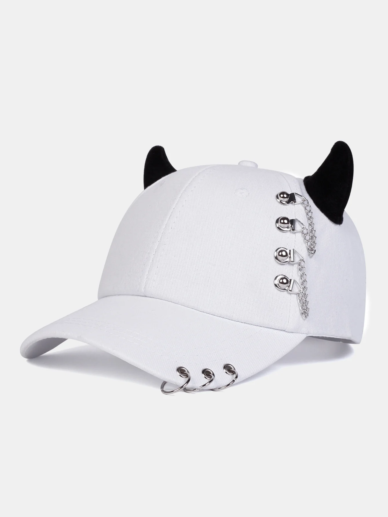 Cat Ear Shaped Metal Chain Embellished Hip Hop Baseball Cap Music-Fest Y2K-Fest - Image 2