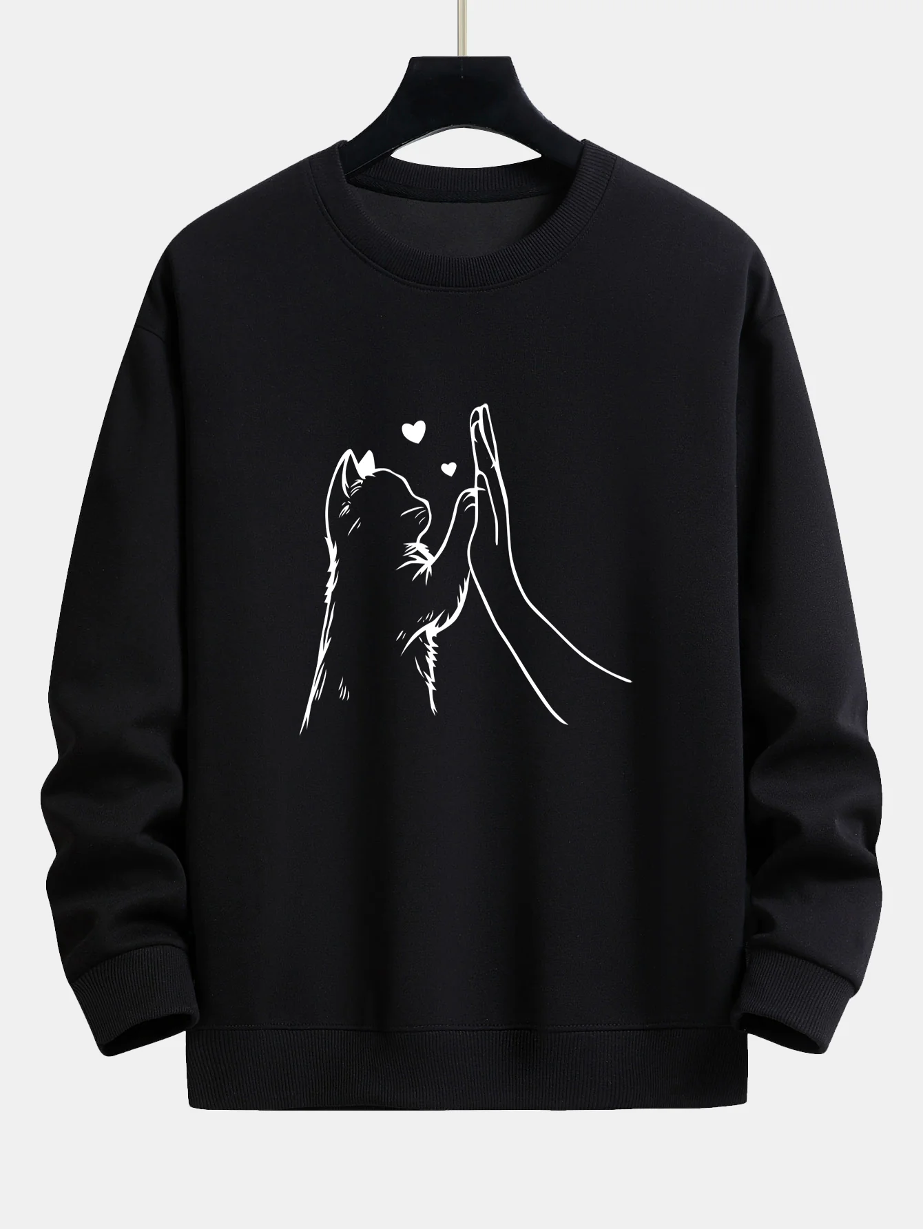 Katze High-Five Druck Locker sitzendes Sweatshirt