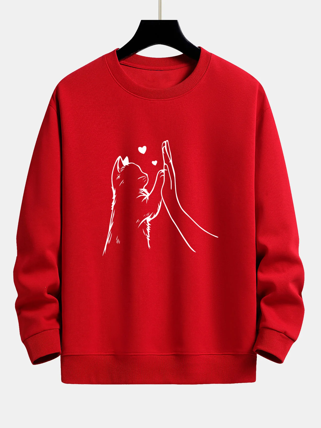 Katze High-Five Druck Locker sitzendes Sweatshirt - Image 10