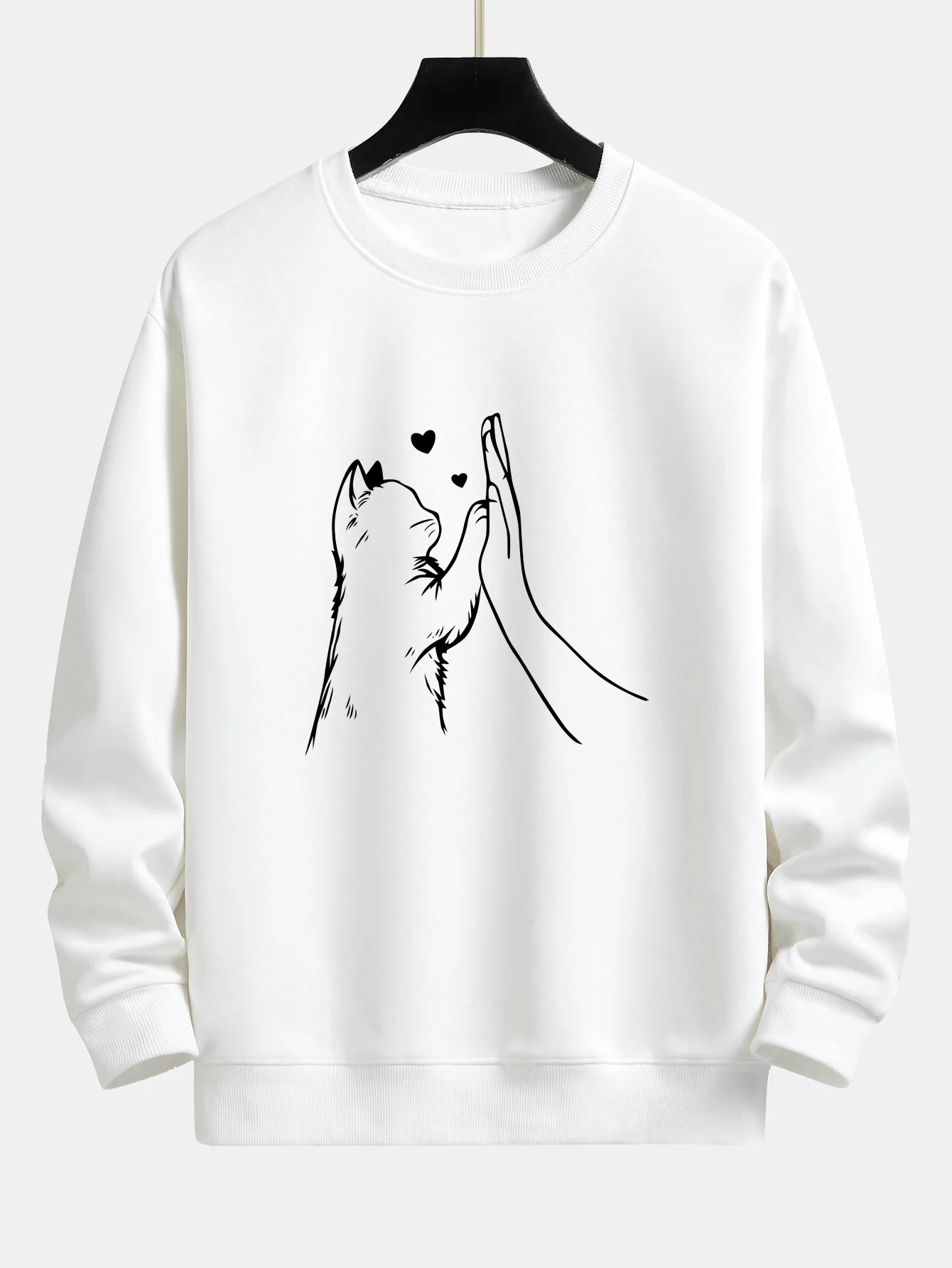 Katze High-Five Druck Locker sitzendes Sweatshirt - Image 2