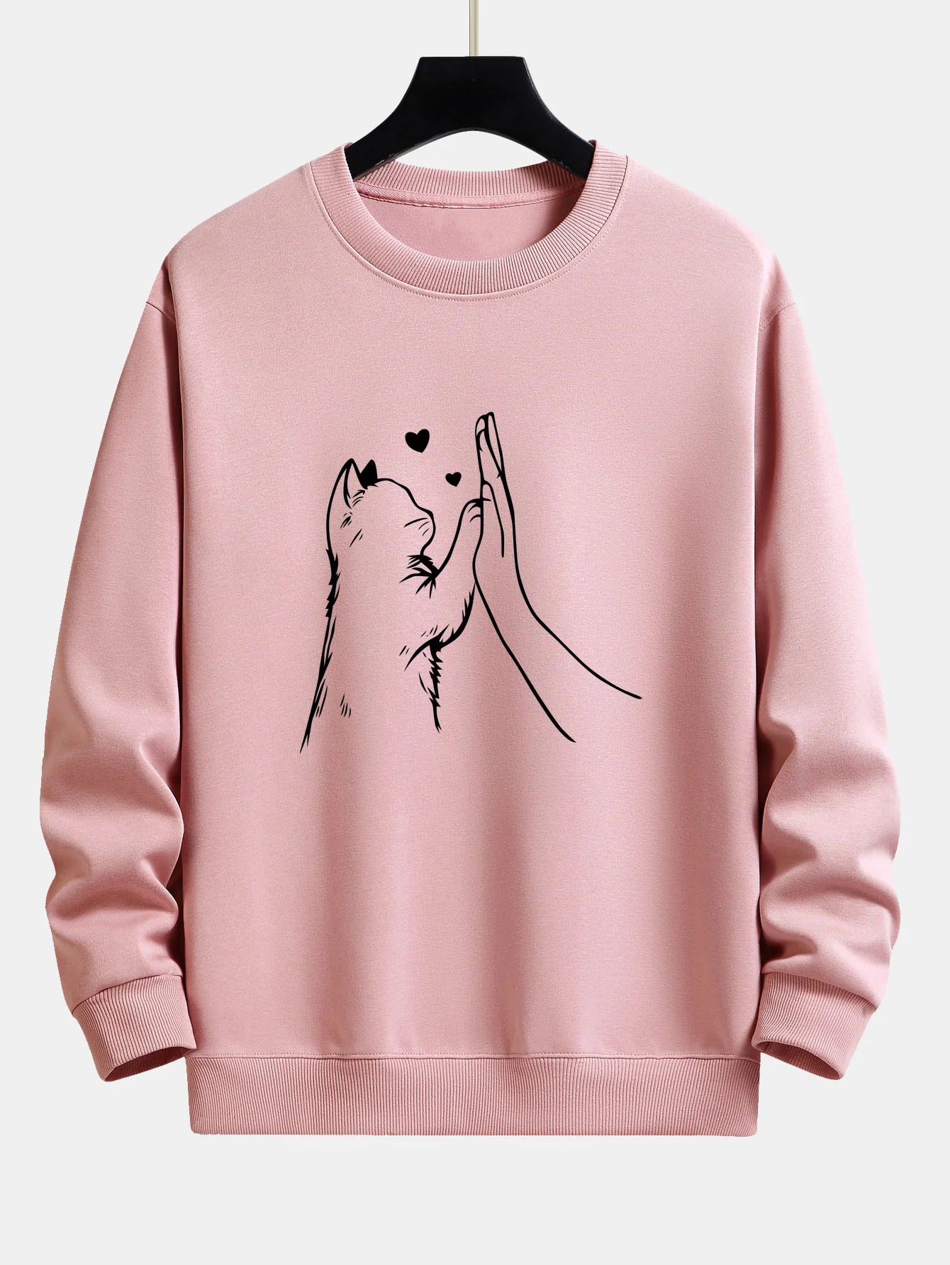 Katze High-Five Druck Locker sitzendes Sweatshirt - Image 3