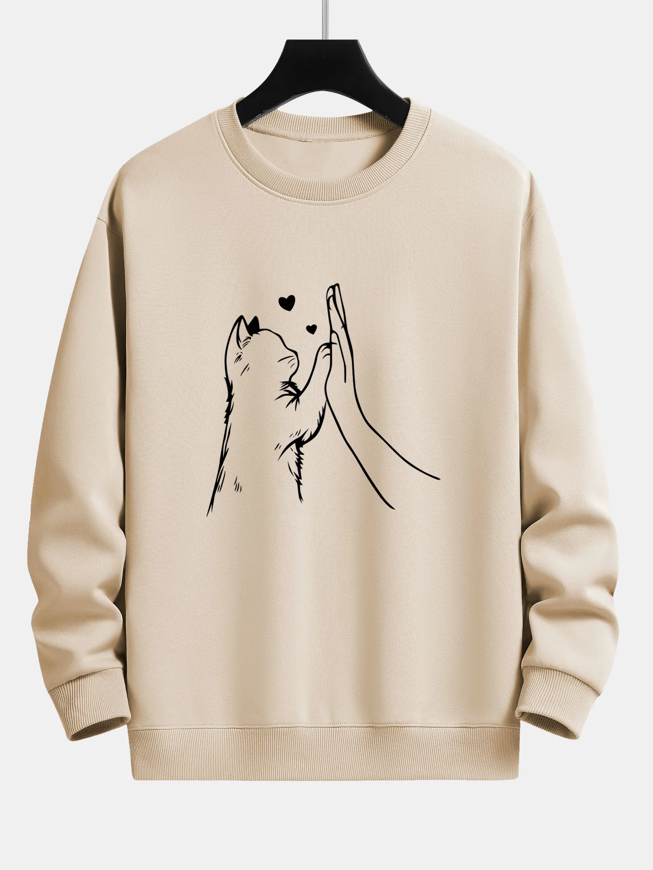 Katze High-Five Druck Locker sitzendes Sweatshirt - Image 4