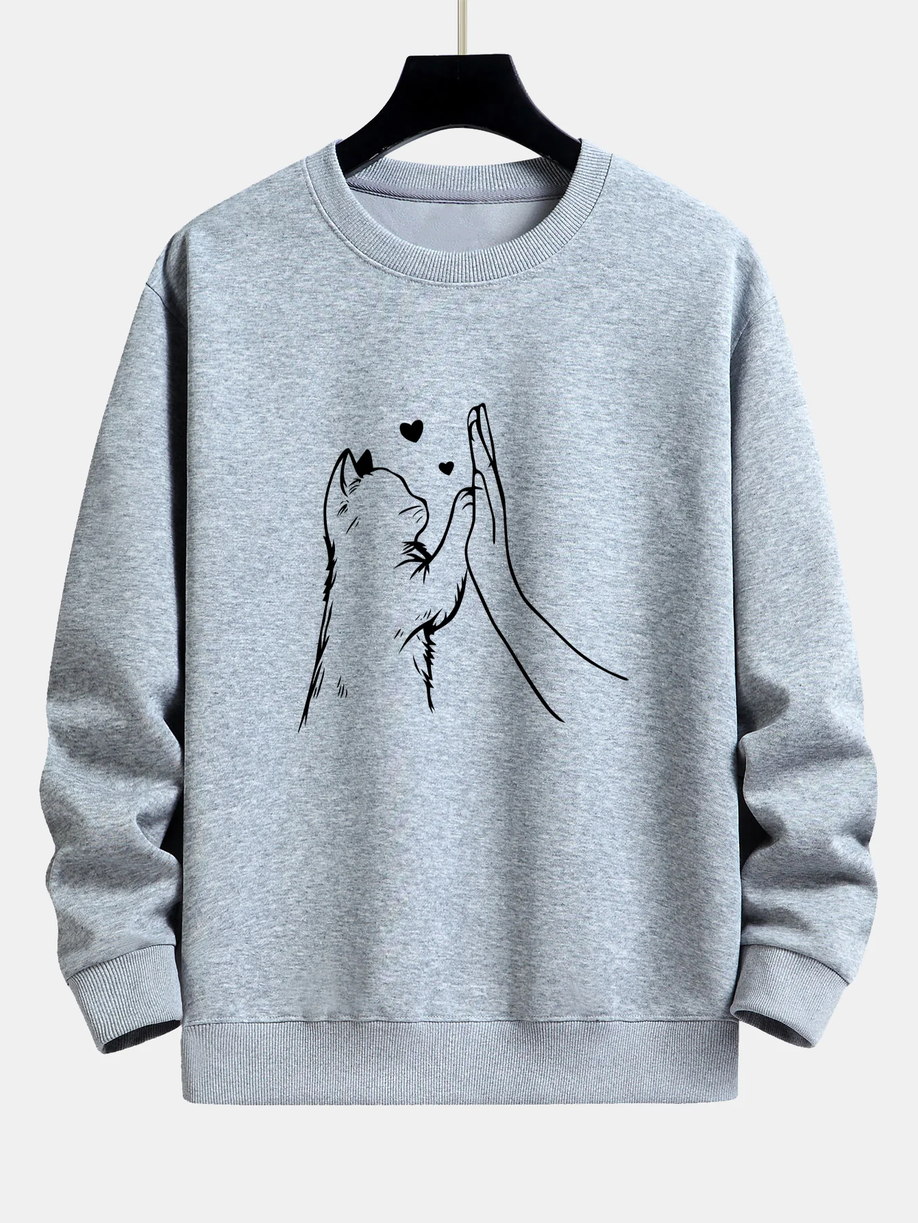 Katze High-Five Druck Locker sitzendes Sweatshirt - Image 5