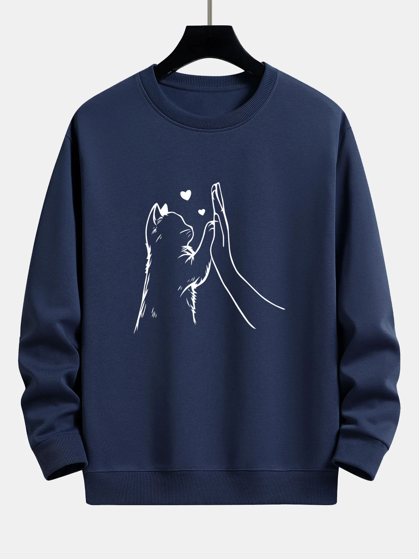 Katze High-Five Druck Locker sitzendes Sweatshirt - Image 6