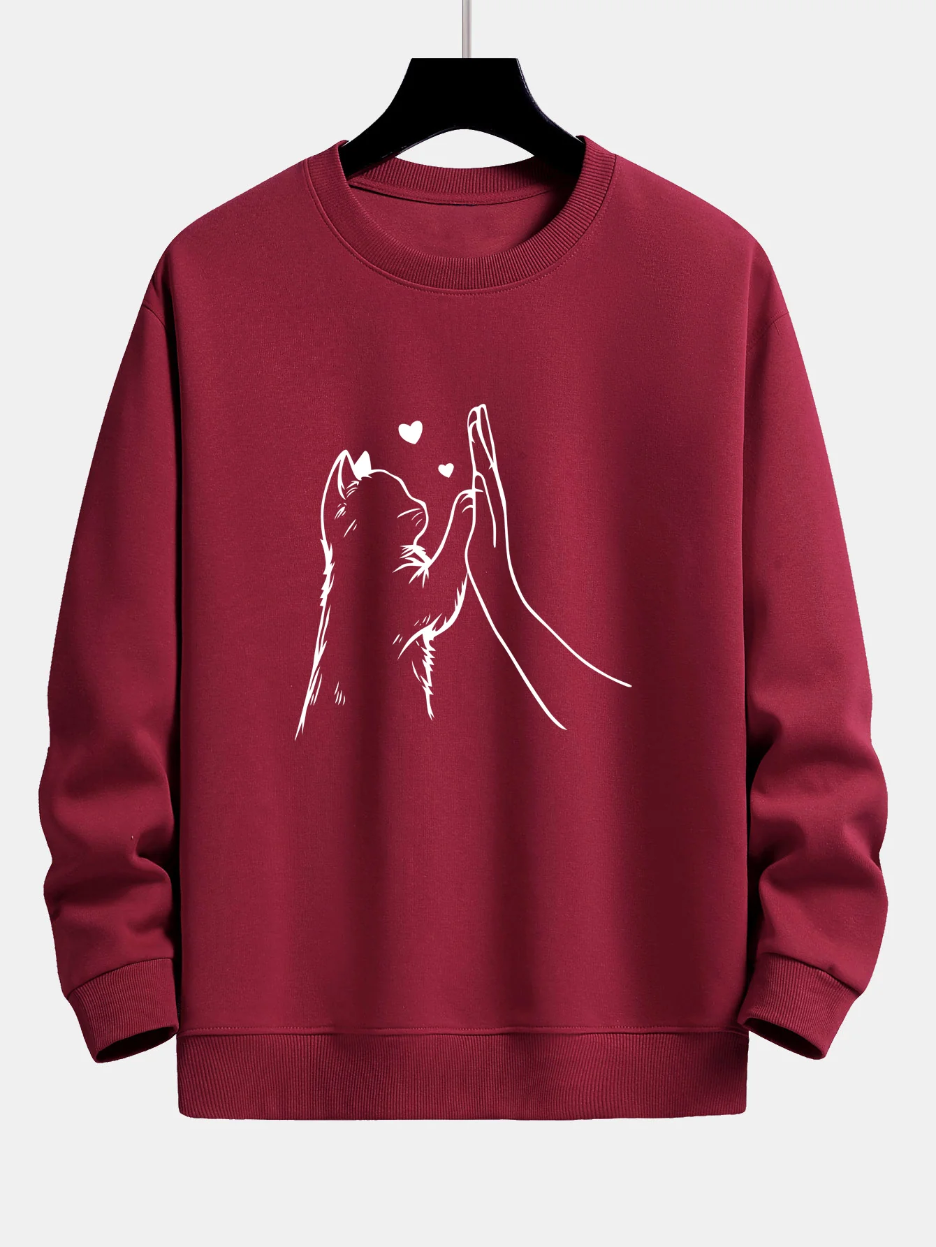 Katze High-Five Druck Locker sitzendes Sweatshirt - Image 7