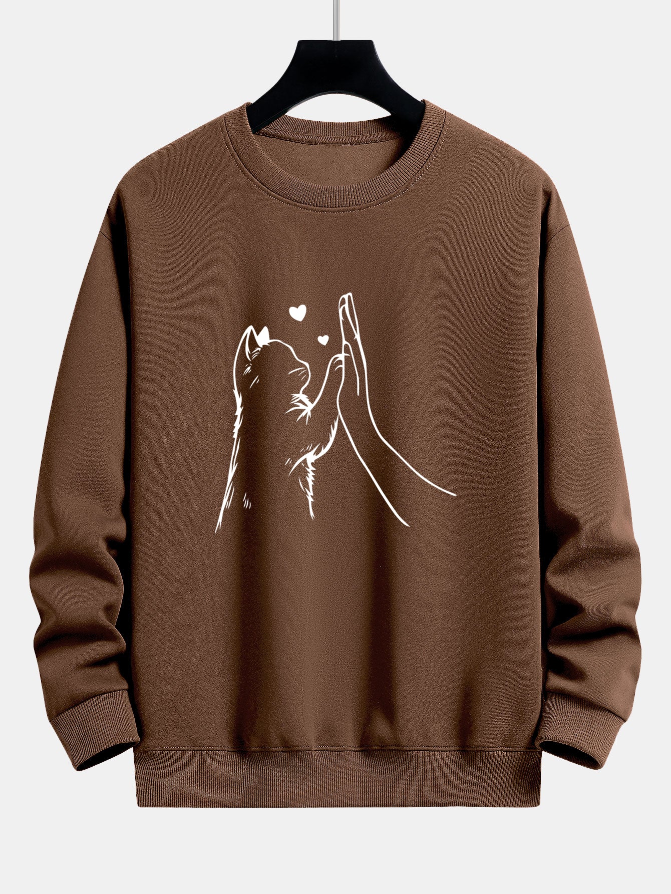Katze High-Five Druck Locker sitzendes Sweatshirt - Image 8
